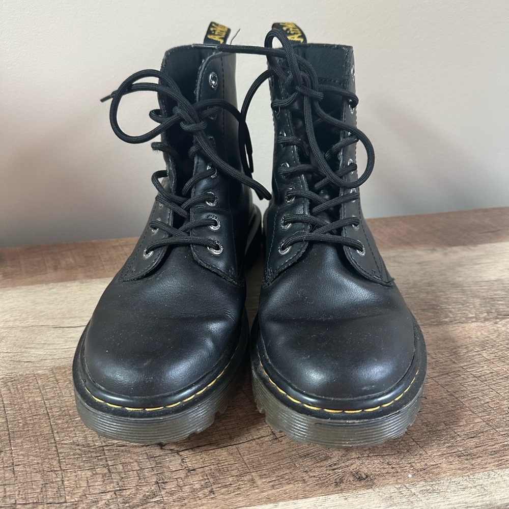 Black Leather Lace-Up Boots